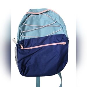 New With Tags Kids Pink And Blue Bungee BackPack 15 Inch Back To School Adorable